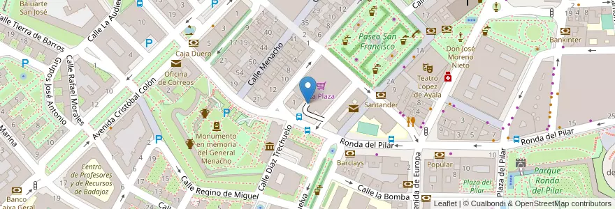 Mapa de ubicacion de La Plaza en 西班牙, Extremadura, 巴達霍斯, Tierra De Badajoz, 巴達霍斯.