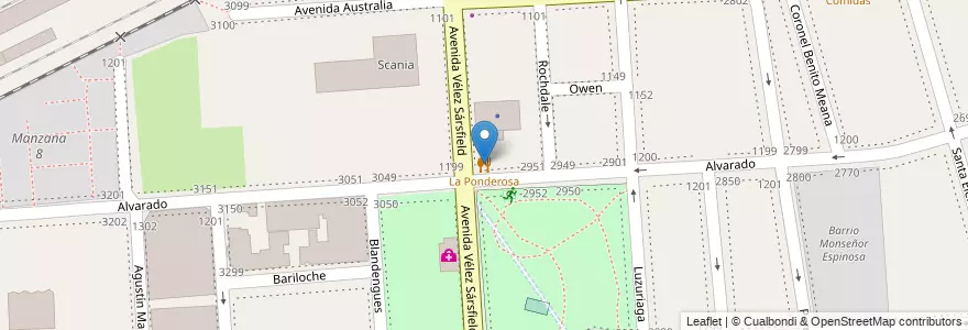 Mapa de ubicacion de La Ponderosa, Barracas en Arjantin, Ciudad Autónoma De Buenos Aires, Comuna 4, Buenos Aires.