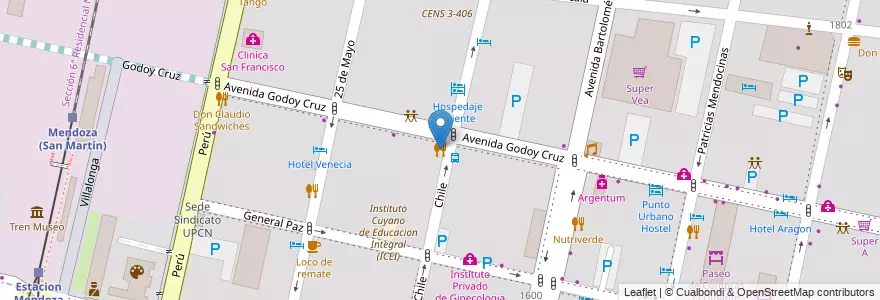 Mapa de ubicacion de La Posta del Jamón en アルゼンチン, チリ, メンドーサ州, Departamento Capital, Ciudad De Mendoza.