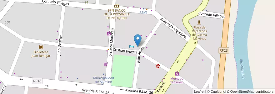 Mapa de ubicacion de La Posta del Rey en Arjantin, Şili, Neuquén, Departamento Aluminé, Límite Municipio De Aluminé, Aluminé.