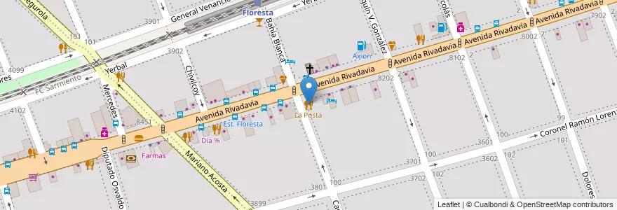 Mapa de ubicacion de La Posta, Floresta en 아르헨티나, Ciudad Autónoma De Buenos Aires, 부에노스아이레스, Comuna 10.