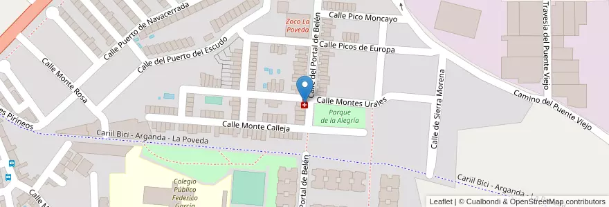 Mapa de ubicacion de La Poveda en Испания, Мадрид, Мадрид, Cuenca Del Henares, Arganda Del Rey.