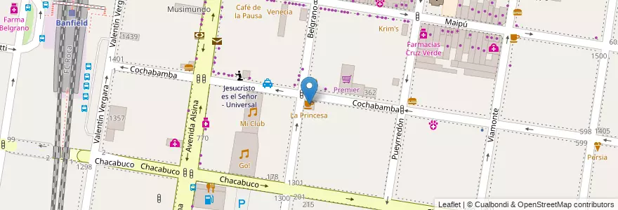 Mapa de ubicacion de La Princesa en Argentina, Buenos Aires, Partido De Lomas De Zamora, Banfield.