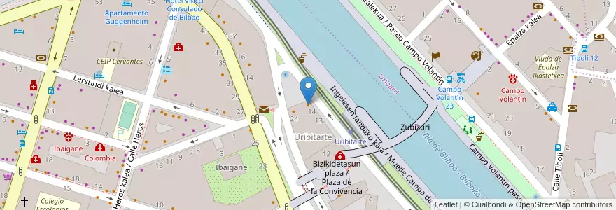 Mapa de ubicacion de La pulpería de Marina en España, Euskadi, Bizkaia, Bilboaldea, Bilbao.