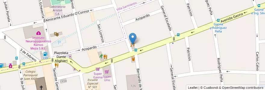 Mapa de ubicacion de La Quadra Bar en 阿根廷, 布宜诺斯艾利斯省, Partido De La Matanza, Ramos Mejía.