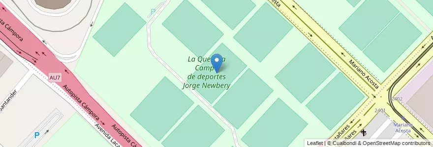 Mapa de ubicacion de La Quemita Campo de deportes Jorge Newbery, Flores en Argentinien, Ciudad Autónoma De Buenos Aires, Comuna 7, Buenos Aires.