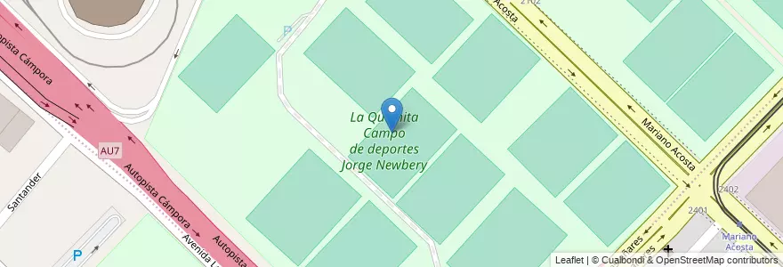 Mapa de ubicacion de La Quemita Campo de deportes Jorge Newbery, Flores en Arjantin, Ciudad Autónoma De Buenos Aires, Comuna 7, Buenos Aires.