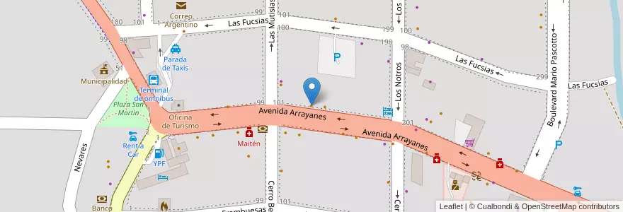 Mapa de ubicacion de La Quesoteca en アルゼンチン, チリ, ネウケン州, Departamento Los Lagos, Villa La Angostura, Villa La Angostura.