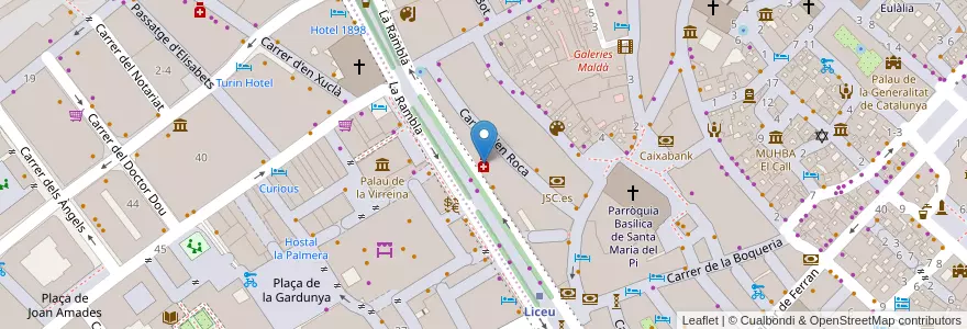Mapa de ubicacion de La Rambra 102 en اسپانیا, Catalunya, Barcelona, Barcelonès, Barcelona.