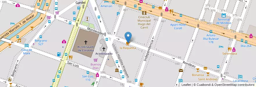 Mapa de ubicacion de la Raquelita en Аргентина, Кордова, Departamento Capital, Pedanía Capital, Córdoba, Municipio De Córdoba.