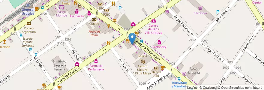 Mapa de ubicacion de La Recova, Villa Urquiza en آرژانتین, Ciudad Autónoma De Buenos Aires, Comuna 12, Buenos Aires.