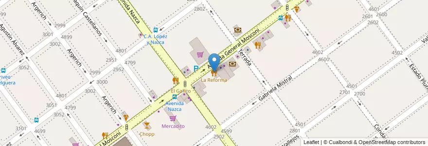 Mapa de ubicacion de La Reforma, Villa Pueyrredon en Argentinien, Ciudad Autónoma De Buenos Aires, Comuna 12, Buenos Aires.