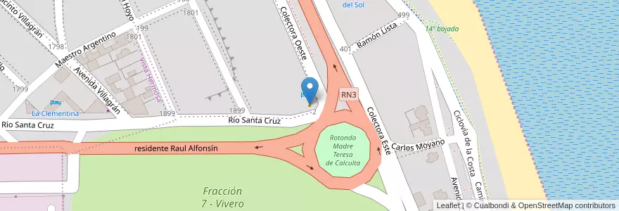 Mapa de ubicacion de La Restinga en 아르헨티나, 칠레, 산타크루스주, Deseado, Caleta Olivia.