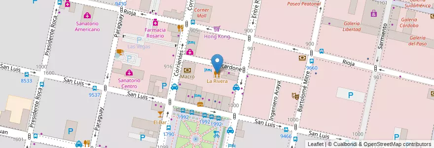 Mapa de ubicacion de La Rivera en Argentinië, Santa Fe, Departamento Rosario, Municipio De Rosario, Rosario.