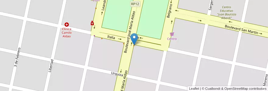 Mapa de ubicacion de La Ruda en Arjantin, Córdoba, Departamento Marcos Juárez, Pedanía Liniers, Municipio De Camilo Aldao, Camilo Aldao.