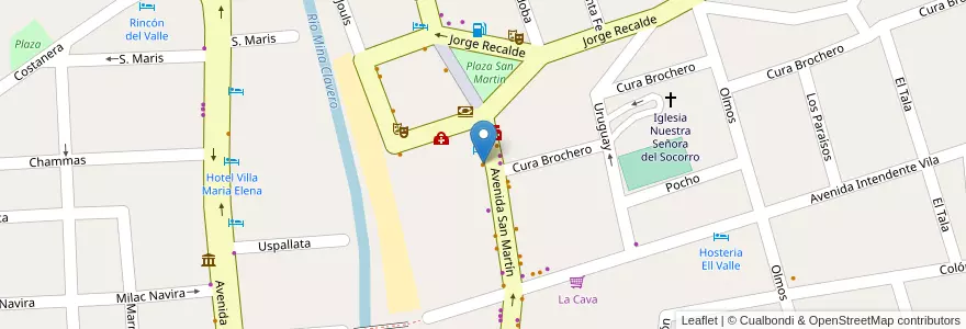 Mapa de ubicacion de La Rueda en アルゼンチン, コルドバ州, Departamento San Alberto, Pedanía Tránsito, Mina Clavero, Municipio De Mina Clavero.