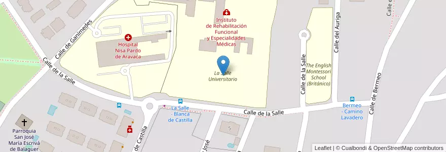Mapa de ubicacion de La Salle Universitario en 西班牙, Comunidad De Madrid, Comunidad De Madrid, Área Metropolitana De Madrid Y Corredor Del Henares, Madrid.