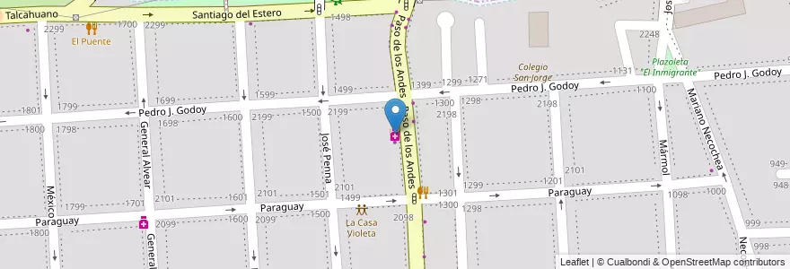 Mapa de ubicacion de La Salud en Argentina, Mendoza, Chile, Godoy Cruz, Departamento Capital, Distrito Ciudad De Godoy Cruz, Ciudad De Mendoza.