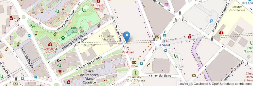 Mapa de ubicacion de La Salut en Sepanyol, Catalunya, Barcelona, Barcelonès, Badalona.