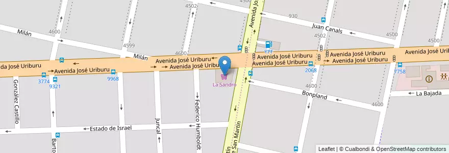 Mapa de ubicacion de La Sandro en Argentinië, Santa Fe, Departamento Rosario, Municipio De Rosario, Rosario.