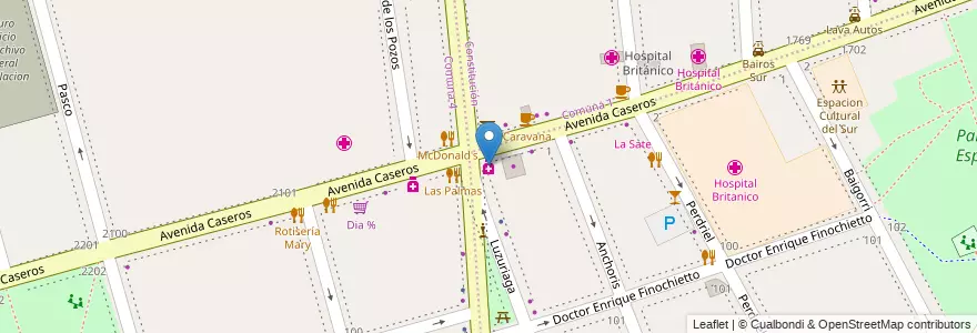 Mapa de ubicacion de La Sante, Barracas en 아르헨티나, Ciudad Autónoma De Buenos Aires, Comuna 4, 부에노스아이레스.