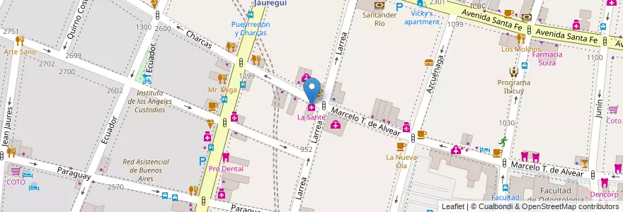 Mapa de ubicacion de La Santé, Recoleta en Arjantin, Ciudad Autónoma De Buenos Aires, Comuna 2, Buenos Aires.