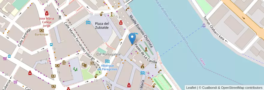 Mapa de ubicacion de la selecta en Sepanyol, Negara Basque, Bizkaia, Bilboaldea, Portugalete.