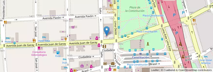 Mapa de ubicacion de La Solucion, Constitucion en 아르헨티나, Ciudad Autónoma De Buenos Aires, Comuna 4, Comuna 1, 부에노스아이레스.