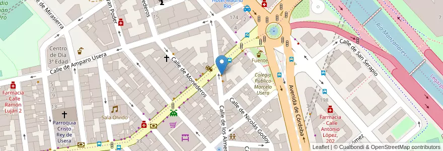 Mapa de ubicacion de La taberna de Usera en Spagna, Comunidad De Madrid, Comunidad De Madrid, Área Metropolitana De Madrid Y Corredor Del Henares, Madrid.