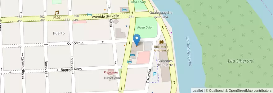 Mapa de ubicacion de La Tabla en Arjantin, Entre Ríos, Departamento Gualeguaychú, Gualeguaychú, Gualeguaychú, Distrito Costa Uruguay Sur.