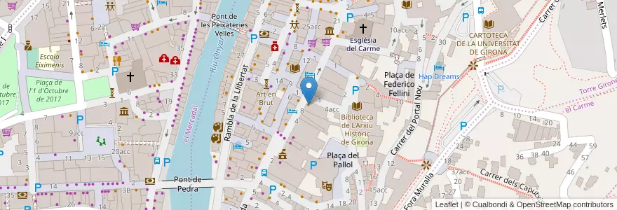 Mapa de ubicacion de La Tagliatella en Spagna, Catalunya, Girona, Gironès, Girona.