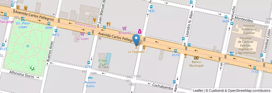 Mapa de ubicacion de La Tagliatta en Argentinië, Santa Fe, Departamento Rosario, Municipio De Rosario, Rosario.