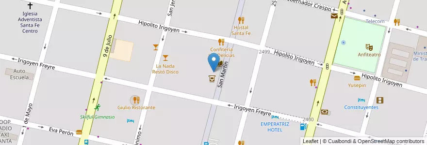 Mapa de ubicacion de La Tasca Café y Bar en Argentina, Santa Fe, Departamento La Capital, Santa Fe Capital, Santa Fe.