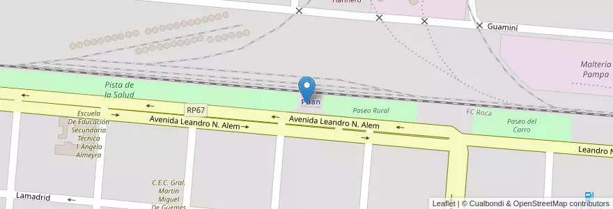 Mapa de ubicacion de La Terminal en الأرجنتين, بوينس آيرس, Partido De Puan, Puan.