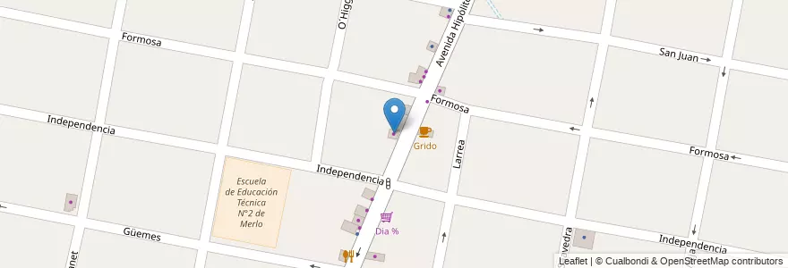Mapa de ubicacion de La Ternera 3 en アルゼンチン, ブエノスアイレス州, Partido De Merlo, Merlo.