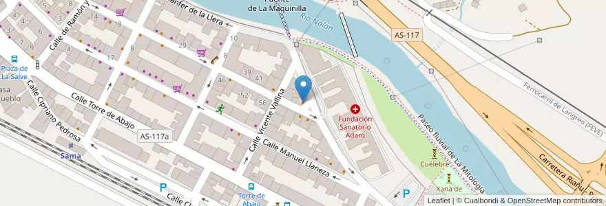 Mapa de ubicacion de La terraza de Chus en 스페인, 아스투리아스, 아스투리아스, Llangréu/Langreo.