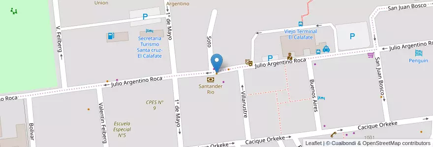Mapa de ubicacion de La Tienda cafe en Argentinien, Xii Region Von Magellan Und Der Chilenischen Antarktis, Chile, Provinz Santa Cruz, El Calafate, Lago Argentino.
