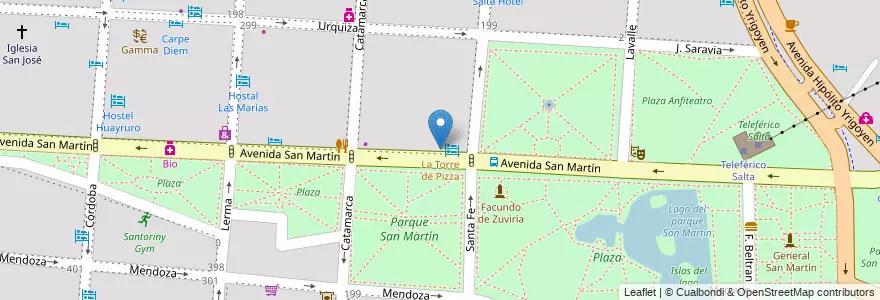 Mapa de ubicacion de La Torre de Pizza en Argentinië, Salta, Capital, Municipio De Salta, Salta.