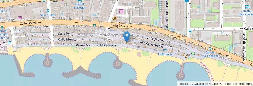 Mapa de ubicacion de La Tortuga Pedregalejo en Spagna, Málaga-Costa Del Sol, Málaga.