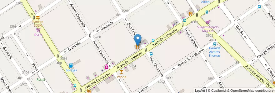 Mapa de ubicacion de La Tracota, Villa Urquiza en Arjantin, Ciudad Autónoma De Buenos Aires, Comuna 12, Buenos Aires.