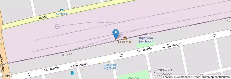 Mapa de ubicacion de La Trochita en Arjantin, Şili, Río Negro, Departamento Veinticinco De Mayo, Ingeniero Jacobacci.