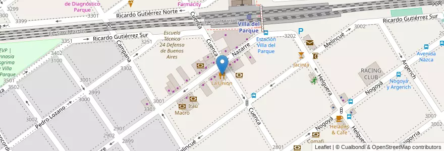 Mapa de ubicacion de La Union, Villa del Parque en Arjantin, Ciudad Autónoma De Buenos Aires, Buenos Aires, Comuna 11.