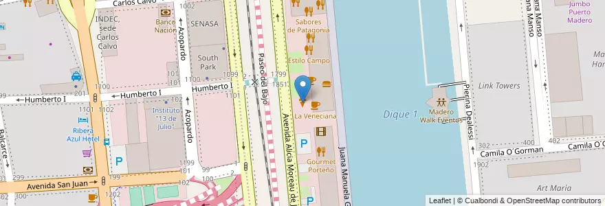 Mapa de ubicacion de La valenciana, Puerto Madero en アルゼンチン, Ciudad Autónoma De Buenos Aires, Comuna 1, ブエノスアイレス.