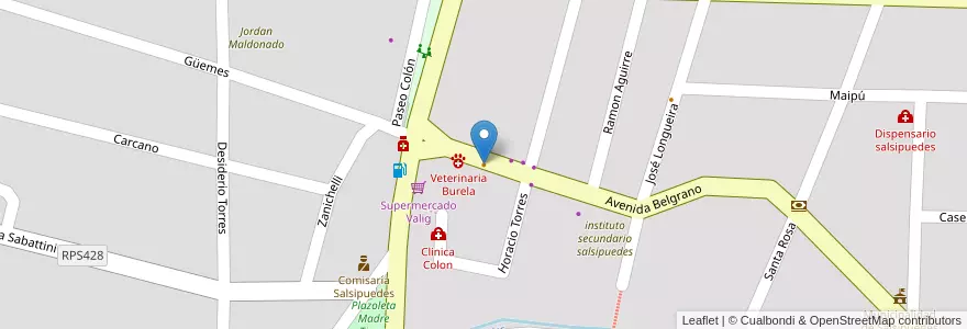 Mapa de ubicacion de La Valentina en Arjantin, Córdoba, Departamento Colón, Pedanía Río Ceballos, Municipio De Salsipuedes, Salsipuedes.