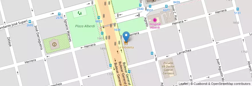Mapa de ubicacion de La Vendetta en 阿根廷, Santa Fe, Departamento Rosario, Municipio De Rosario, 罗萨里奥.