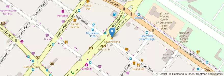 Mapa de ubicacion de La Veneciana, Palermo en Argentinien, Ciudad Autónoma De Buenos Aires, Buenos Aires, Comuna 14.