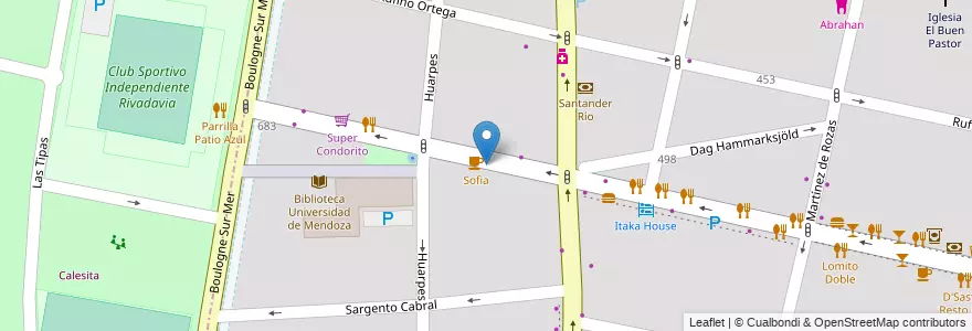 Mapa de ubicacion de La Verdad de la Milanesa en Аргентина, Чили, Мендоса, Departamento Capital, Ciudad De Mendoza, Sección 5ª Residencial Sur.