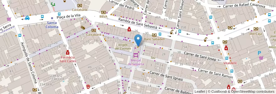 Mapa de ubicacion de La Victória va al mercat en İspanya, Catalunya, Barcelona, Barcelonès, Santa Coloma De Gramenet.