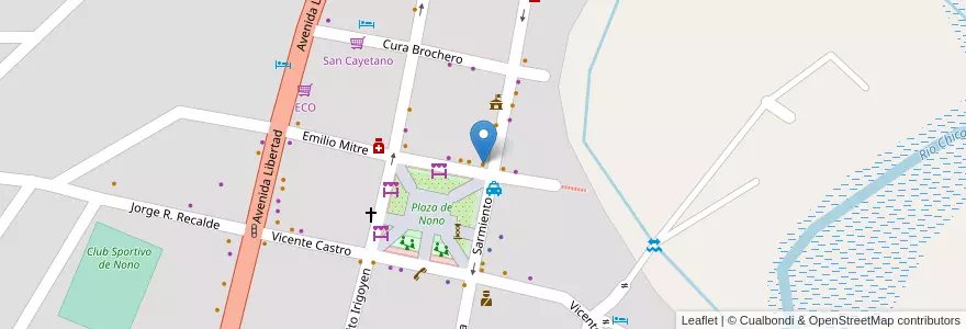 Mapa de ubicacion de La Vieja Esquina en Arjantin, Córdoba, Departamento San Alberto, Municipio De Nono, Pedanía Nono, Nono.