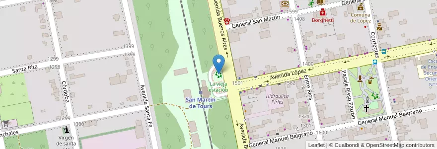 Mapa de ubicacion de La vieja estación en Argentina, Santa Fe, Departamento San Jerónimo, Municipio De López, López.